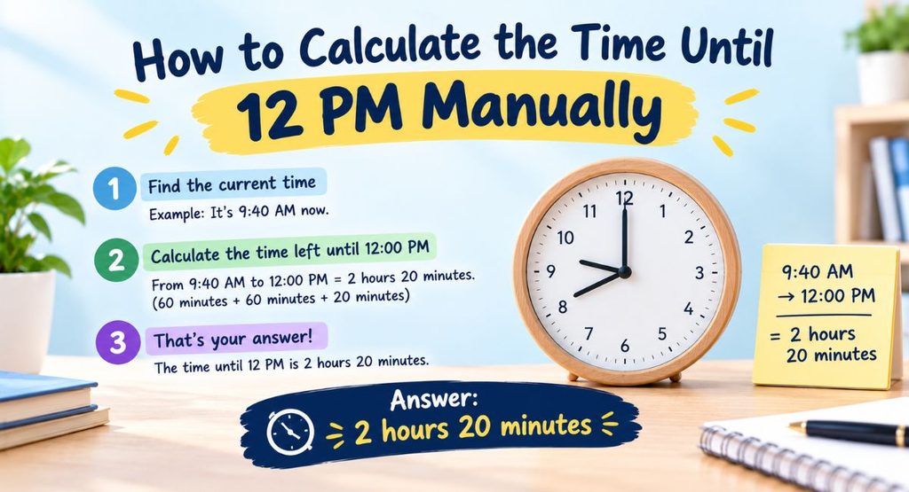 How Long Until 12 PM: The Simple Way to Calculate It how to calculate the time until 12 pm manually