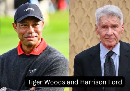 Tiger Woods and Harrison Ford