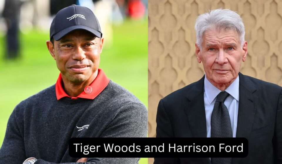 Tiger Woods and Harrison Ford